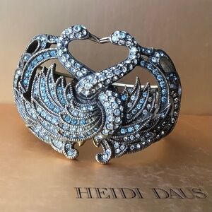 Heidi Daus Swan Embrace Crystal Hinged Cuff Bracelet SZ S